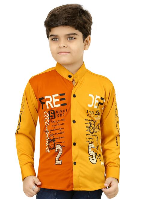 yellow printed long sleeve shirt - 20392817 - Very Small Image - 1