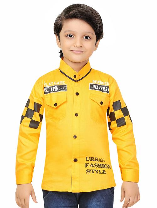 yellow printed long sleeve shirt - 20392884 - Very Small Image - 1