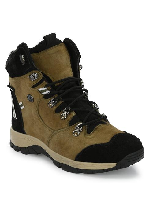 men color block khaki leather hiking boot - 20394695 - Very Small Image - 1