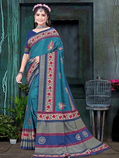 women's embroidered saree with blouse - 20394887 - Very Small Image - 1