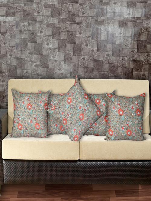 texstylers cotton printed 16 x 16 inches jaipuri cushions cover, pack of 5 - 20395016 - Very Small Image - 1