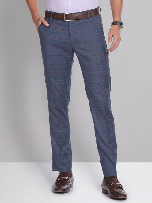 blue polyester flat front trousers formal - 20396441 - Very Small Image - 1