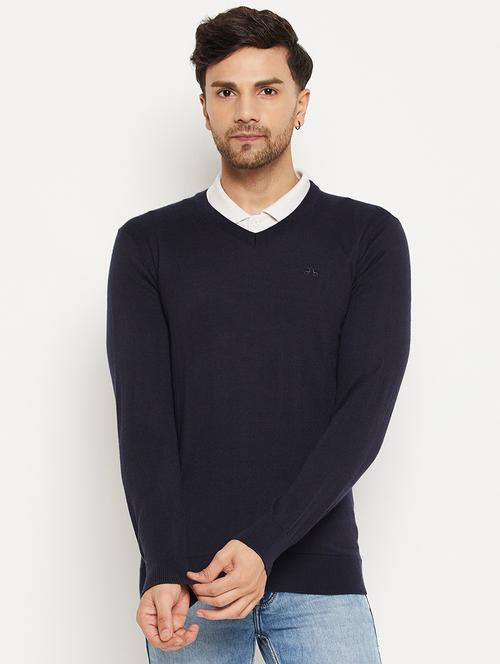 navy blue wool blend pullover - 20396739 - Very Small Image - 1