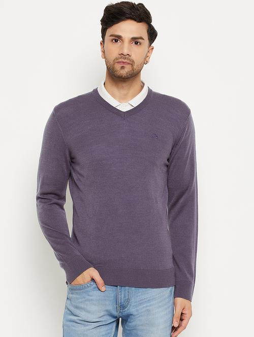 solid purple acrylic pullover - 20396771 - Very Small Image - 1