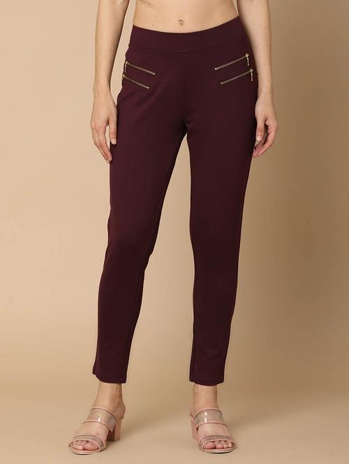 maroon cotton jeggings - 20397375 - Very Small Image - 1