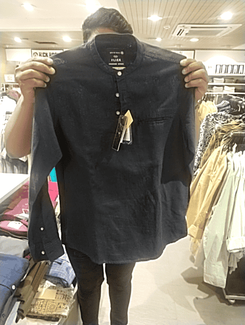 navy blue cotton blend casual shirt - 20402906 - Very Small Image - 1