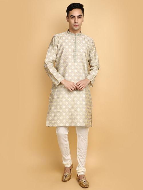 beige jacquard ethnic wear - 20403432 - Very Small Image - 1