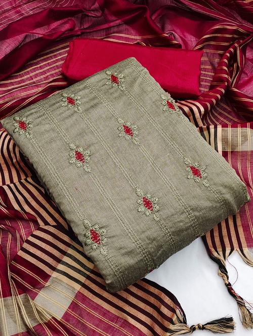 grey semi-stitched salwar suit set - 20404595 - Very Small Image - 1