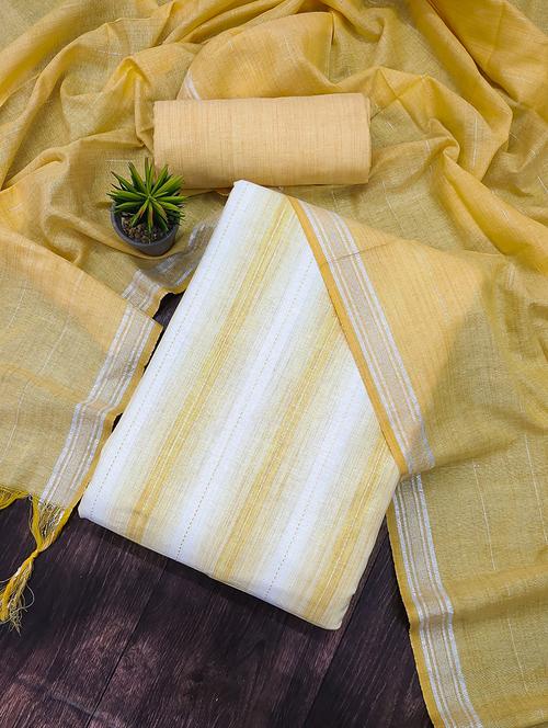 yellow & white semi-stitched salwar suit set - 20404632 - Very Small Image - 1