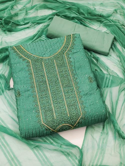 sea green semi-stitched salwar suit set - 20404667 - Very Small Image - 1