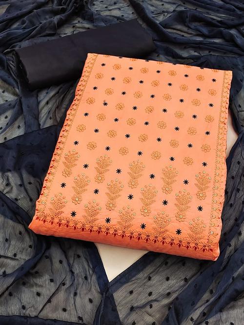 orange semi-stitched salwar suit set - 20404668 - Very Small Image - 1