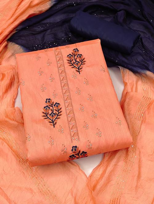 peach semi-stitched salwar suit set - 20404692 - Very Small Image - 1