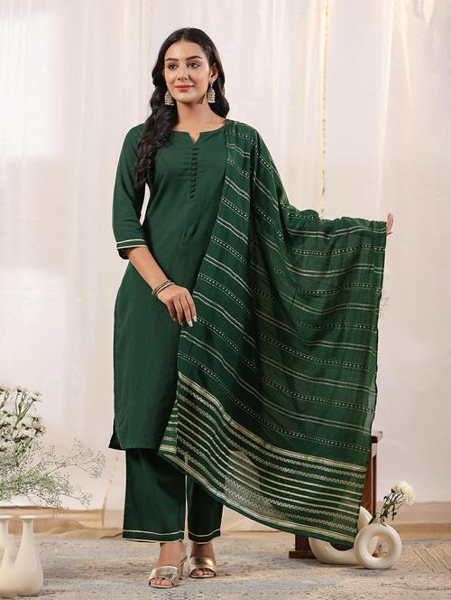women three quarter sleeve kurta pant with dupatta set - 20404892 - Very Small Image - 1