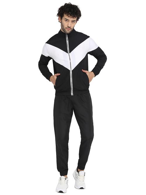 men color block black polyester track pant ankle length track suit - 20405551 - Very Small Image - 1