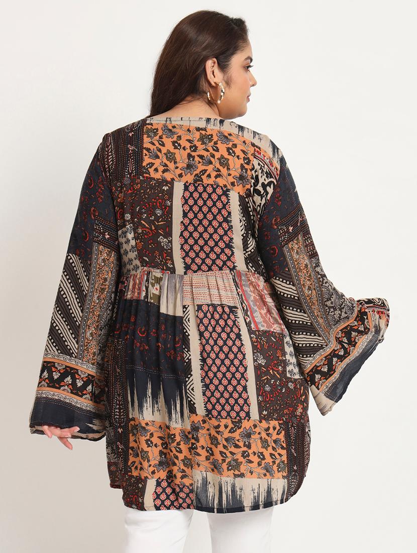 multi color printed plus size tunic - 20405579 - Standard Image - 2