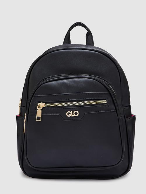 black solid leatherette regular backpack - 20405736 - Very Small Image - 1