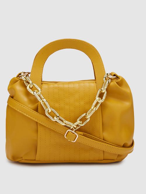 Mustard Leatherette (pu) Regular Handbag - 20405823 - Very Small Image - 1