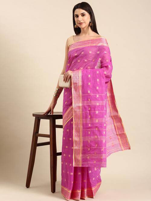 women's self design pink colored saree with blouse - 20406013 - Very Small Image - 1