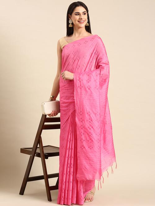 women's self design pink colored saree with blouse - 20406040 - Very Small Image - 1