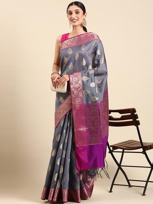 women's banarasi saree with blouse - 20406128 - Very Small Image - 1