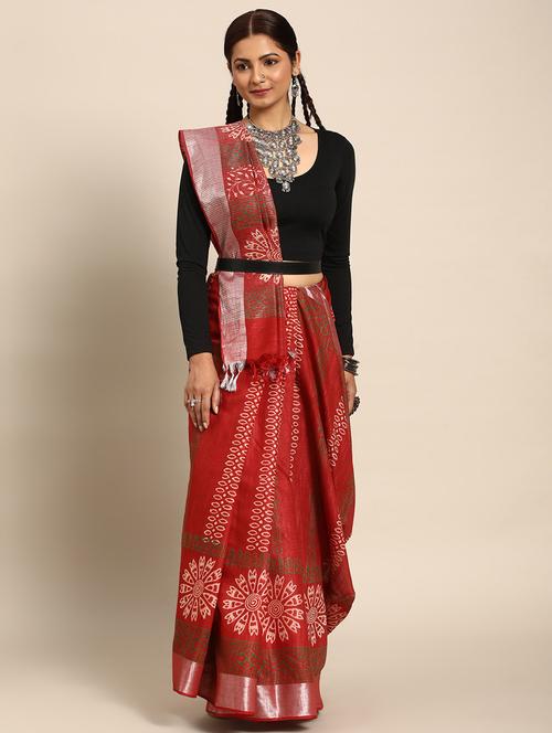 women's self design maroon colored saree with blouse - 20406136 - Very Small Image - 1