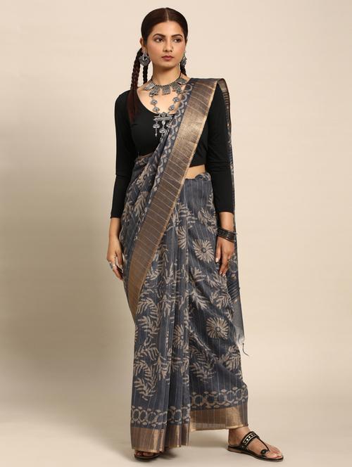 women's batik grey colored saree - 20406152 - Very Small Image - 1