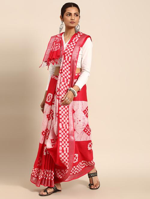 women's printed red colored saree with blouse - 20406154 - Very Small Image - 1