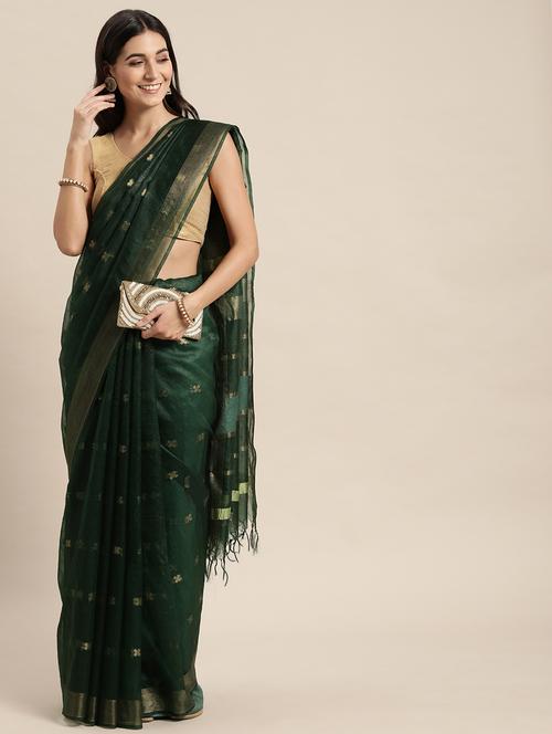 green self design bhagalpuri saree with blouse - 20406209 - Very Small Image - 1