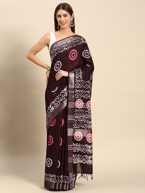 women's self design coffee brown colored saree with blouse - 20406249 - Very Small Image - 1