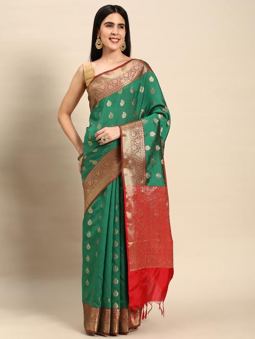 women's banarasi saree with blouse - 20406265 - Very Small Image - 1