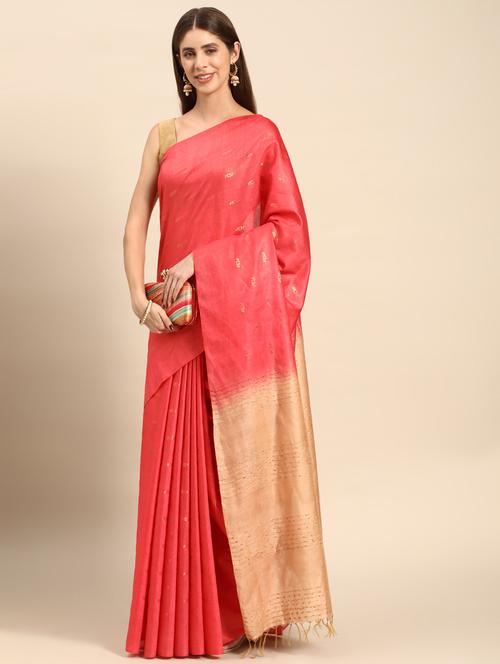 women's self design red colored saree with blouse - 20406266 - Very Small Image - 1