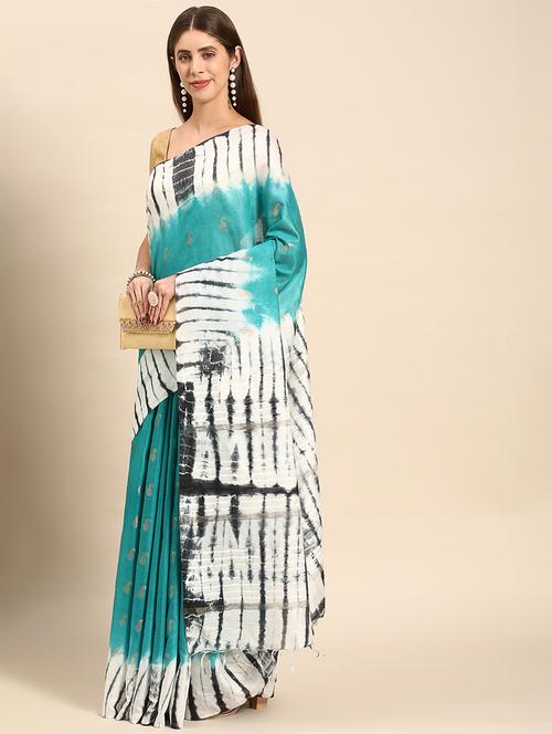 women's self design turquoise colored saree with blouse - 20406274 - Very Small Image - 1