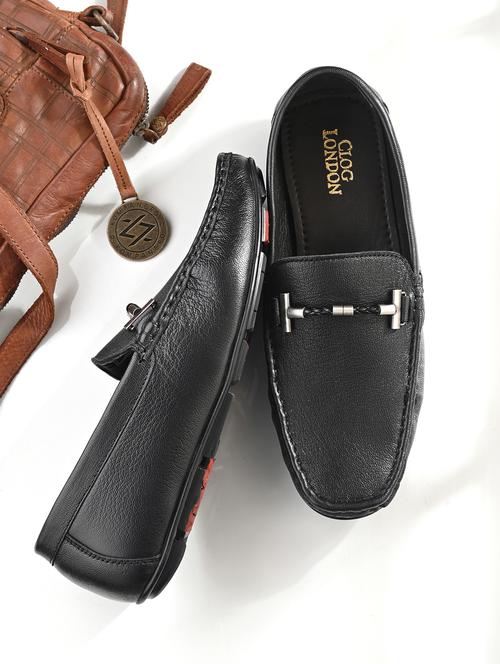 men solid black slip on loafer - 20406553 - Very Small Image - 1