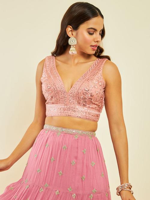 women peach sweetheart neck stitched blouse - 20406939 - Very Small Image - 1