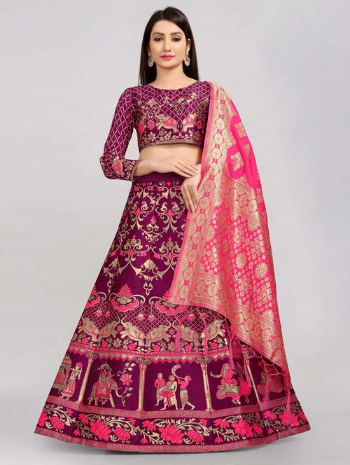 women purple semi-stitched lehenga choli - 20407305 - Very Small Image - 1