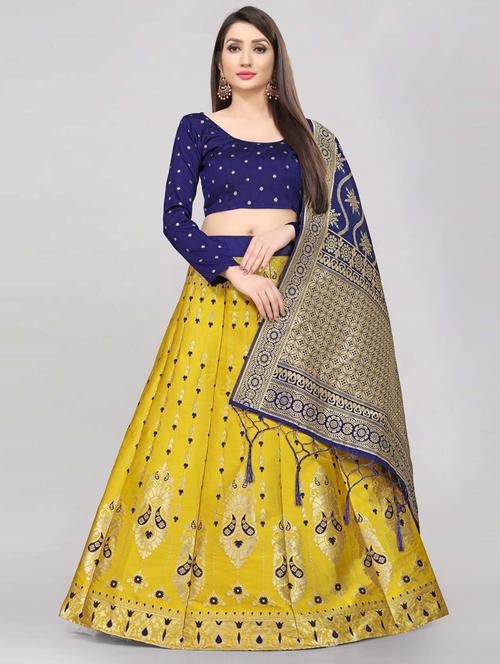 women mustard semi-stitched lehenga choli - 20407527 - Very Small Image - 1