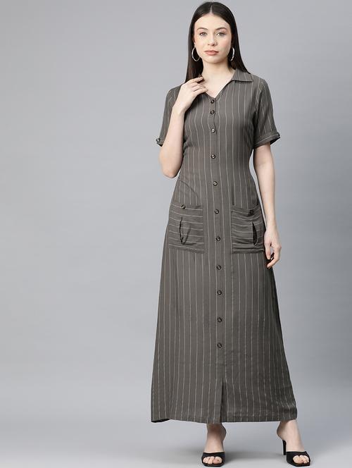 grey striped maxi dress - 20408612 - Very Small Image - 1