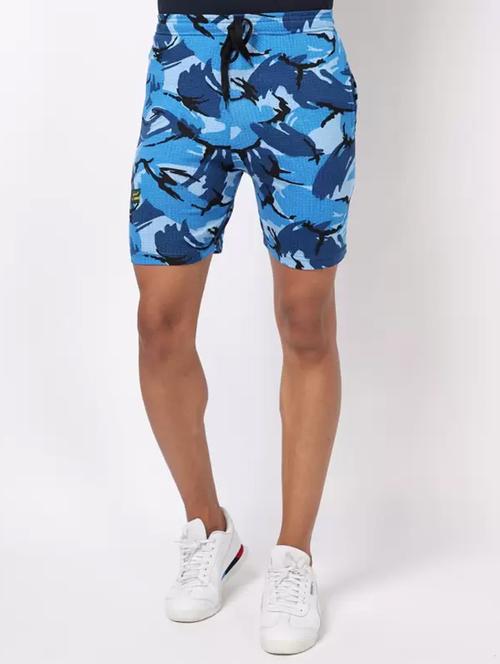 men blue abstract printed shorts - 20410164 - Very Small Image - 1