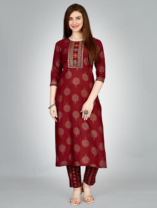 foil print kurta pant set - 20410215 - Very Small Image - 1