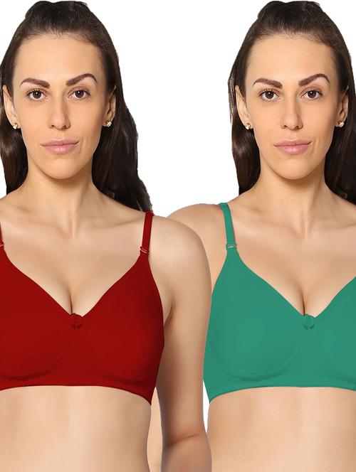 pack of 2 multi colored solid t-shirt bra - 20410507 - Very Small Image - 1