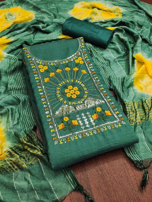 women green embroidered unstitched suits - 20411068 - Very Small Image - 1