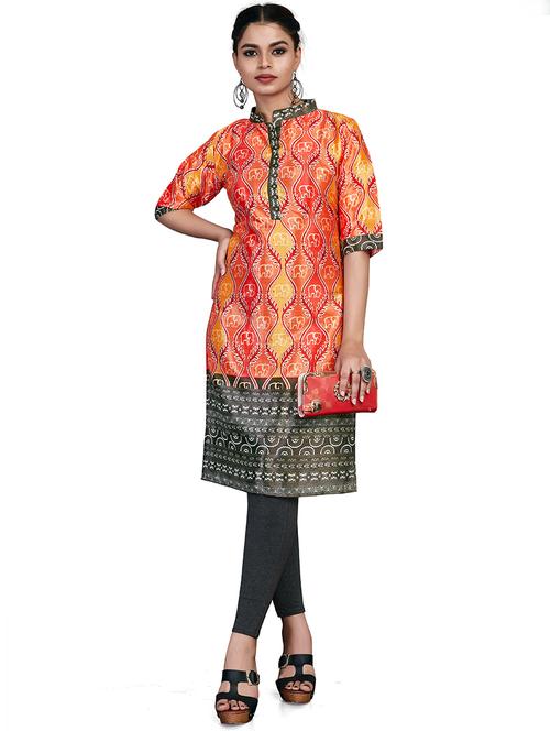 women color block printed straight kurta - 20411985 - Very Small Image - 1