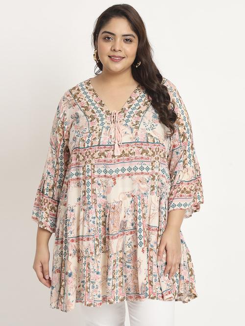 multi color printed plus size tunic - 20412589 - Very Small Image - 1