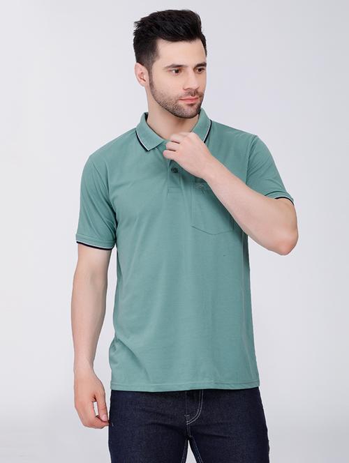 men plain short sleeve polo t-shirt - 20412963 - Very Small Image - 1