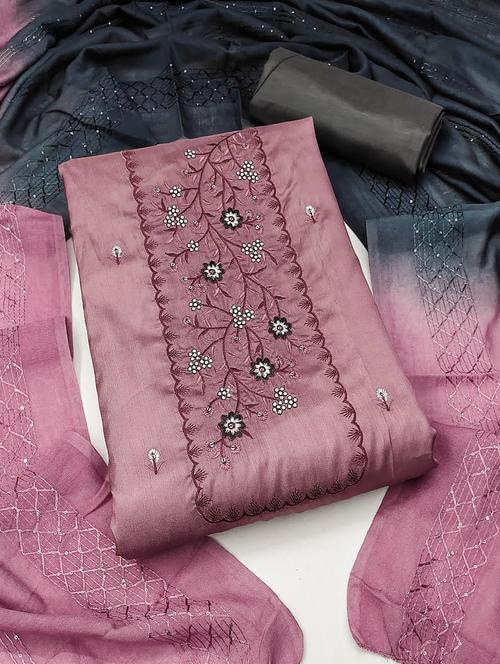 women mauve embroidered unstitched suits - 20413338 - Very Small Image - 1