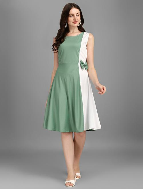 color blocked sleeveless fit & flare dress - 20415901 - Very Small Image - 1