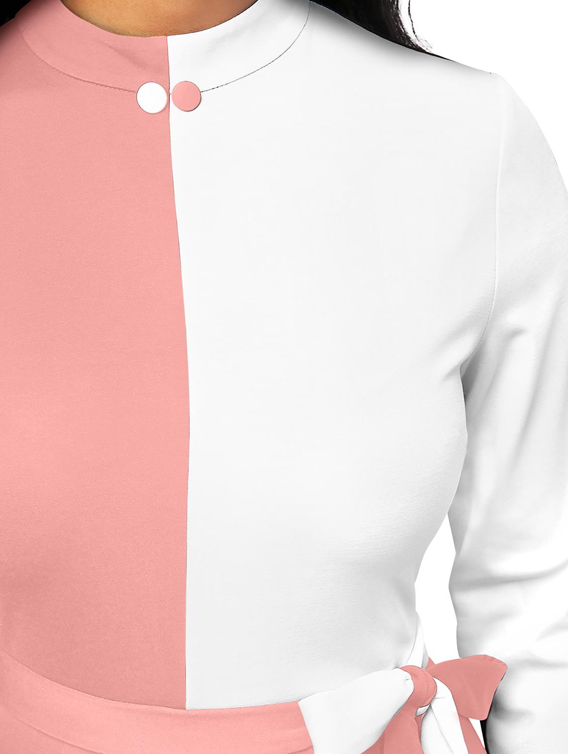 pink & white color blocked bodycon dress - 20416033 - Zoom Image - 4