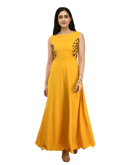 yellow graphic print maxi dress - 20417115 - Very Small Image - 1