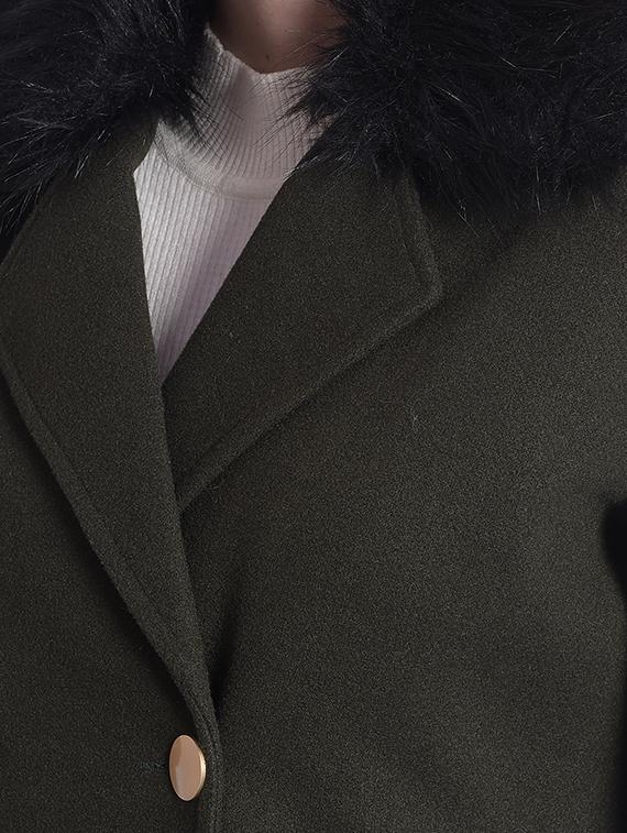 green solids full sleeves trench coat - 20417444 - Zoom Image - 5