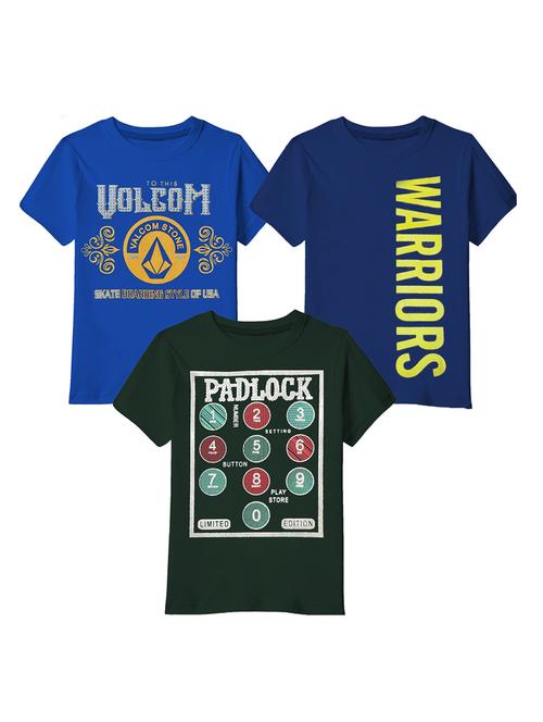 boys pack of 3 typographic printed t-shirts - 20417910 - Very Small Image - 1